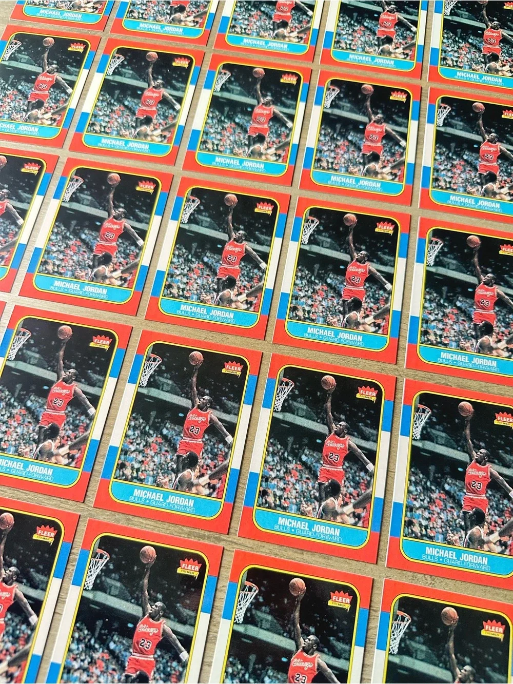 Michael Jordan Rookie Lot of (50) 1986 Fleer #57 Novelty Cards. Chicago Bulls.